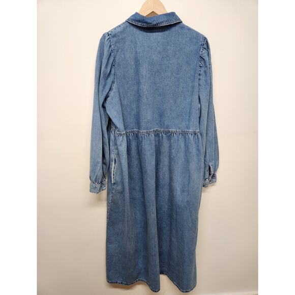 Aligne Gabriella Women's Long Sleeve Midi Denim Dress, Sz UK18 US14, Light Wash - Picture 6 of 15